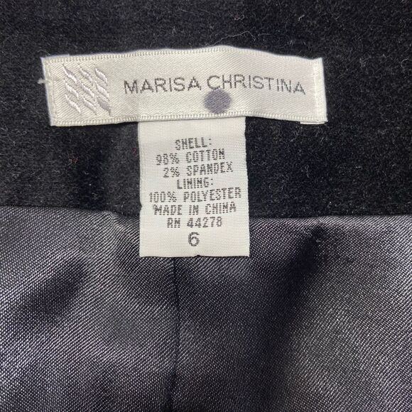 Marisa Christina Vintage Black Velvet Ribbon Trimmed Side Zip Lined Skirt Size 6 - Picture 7 of 9
